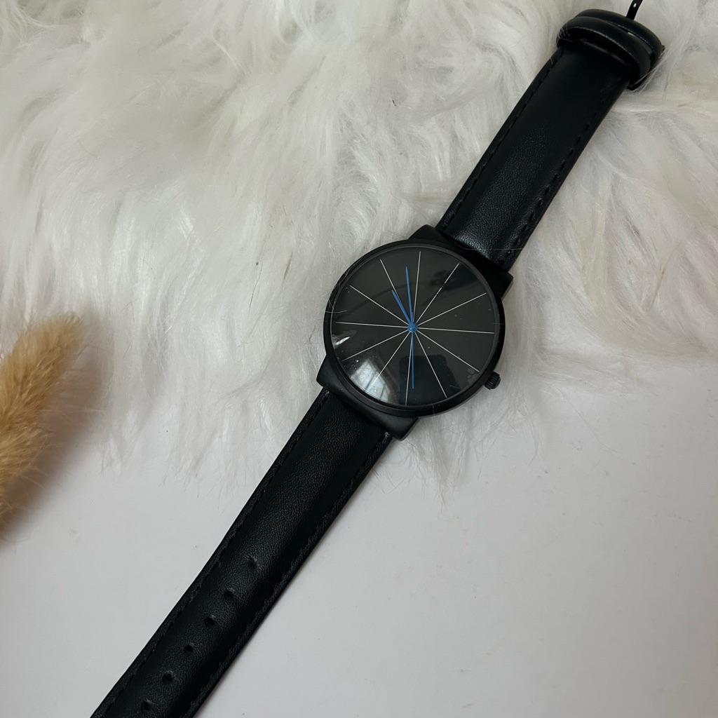Black Leather Strap Watch Women